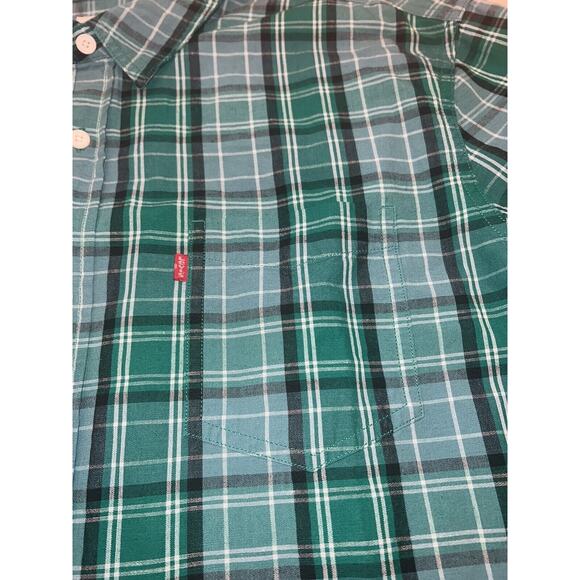 Levi's XL Mens Shirt Green Plaid Button Down Long Sleeve Collared - Picture 5 of 8